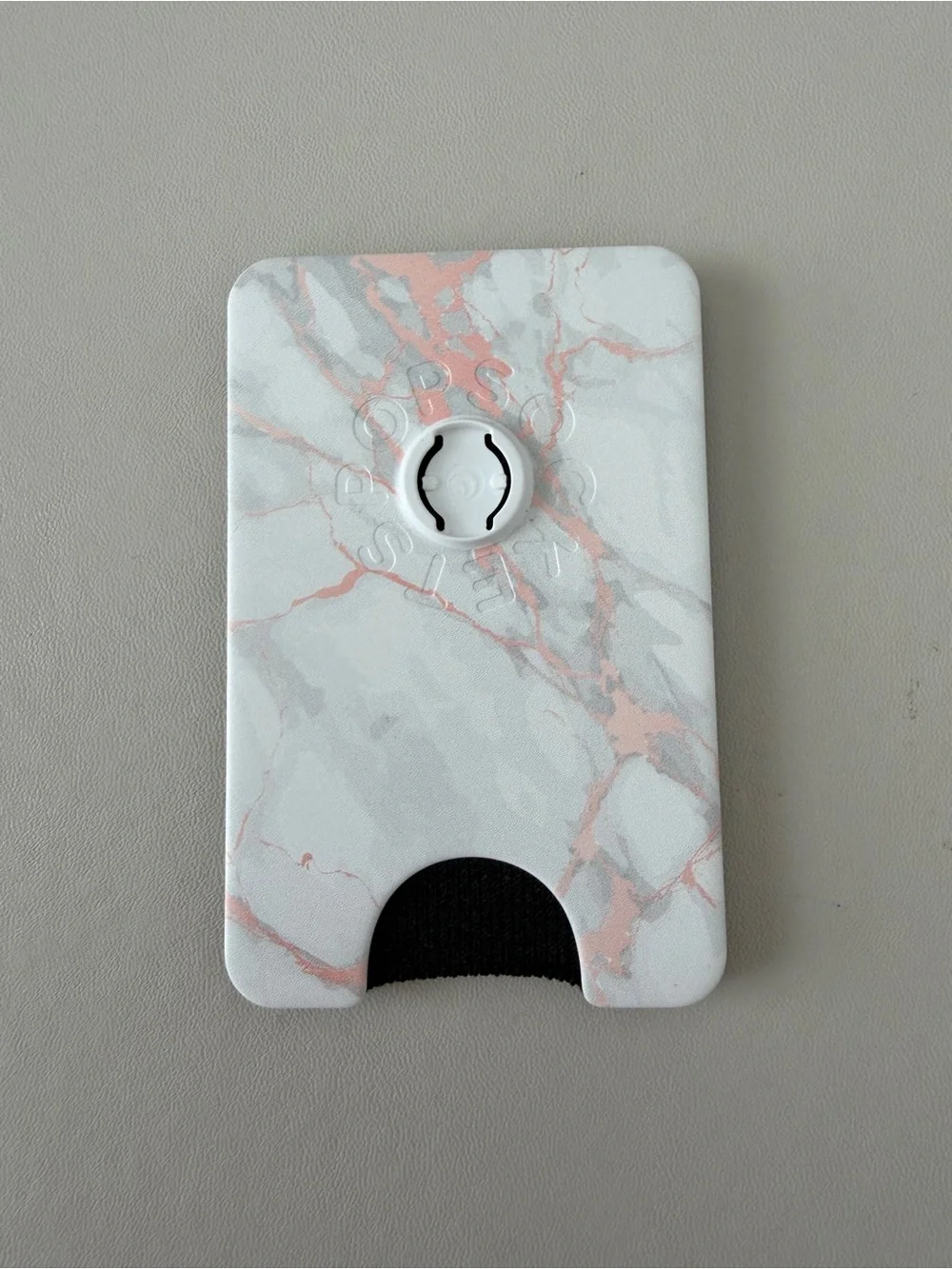 Slim Marble Card Wallet Phone Accessory - White & Rose Gold popsockets